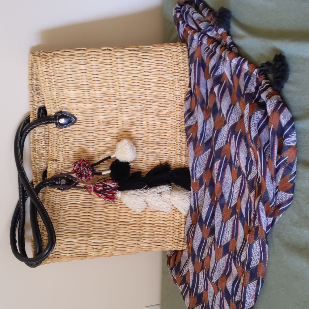 Misa LA large straw pom pom tote